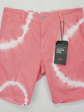 NWT Levi's Shorts Mens 33/ 9.5 Coral XX Chino Standard Taper Tie Dye Tropical